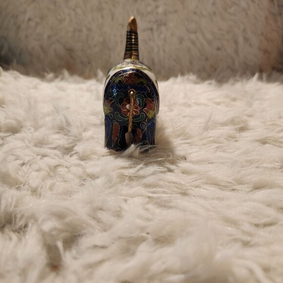 Vintage Cloisonné Elephant Figurine 4" Intricate Enamel Work & Brass Accents - Picture 7 of 10
